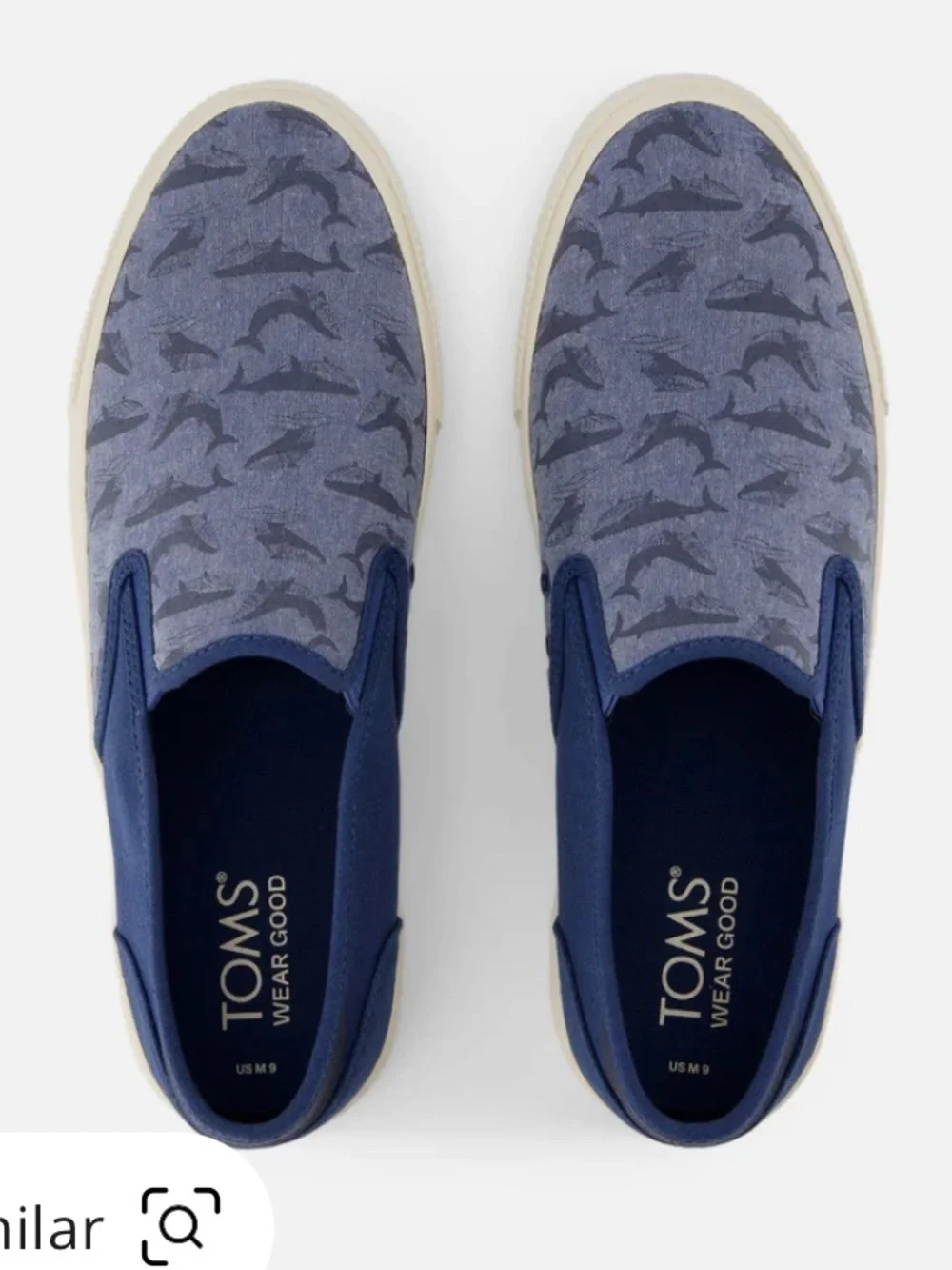 Toms Baja Blue Glow In The Dark Whales Slip On Sneaker Size 10.5